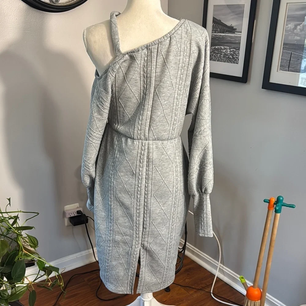 Elegant Gray Knit Dress - Picture 5 of 6